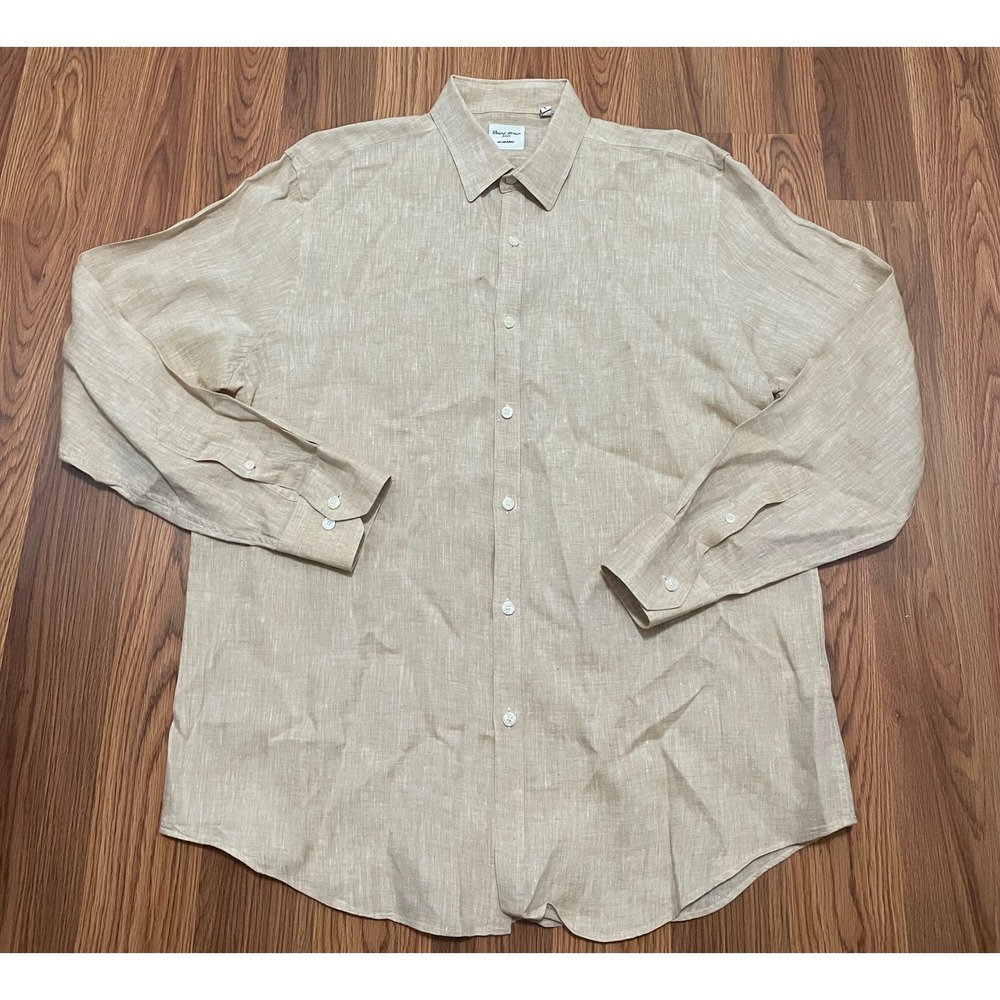 Murano Shirt Mens Large Linen Baird McNutt Beige